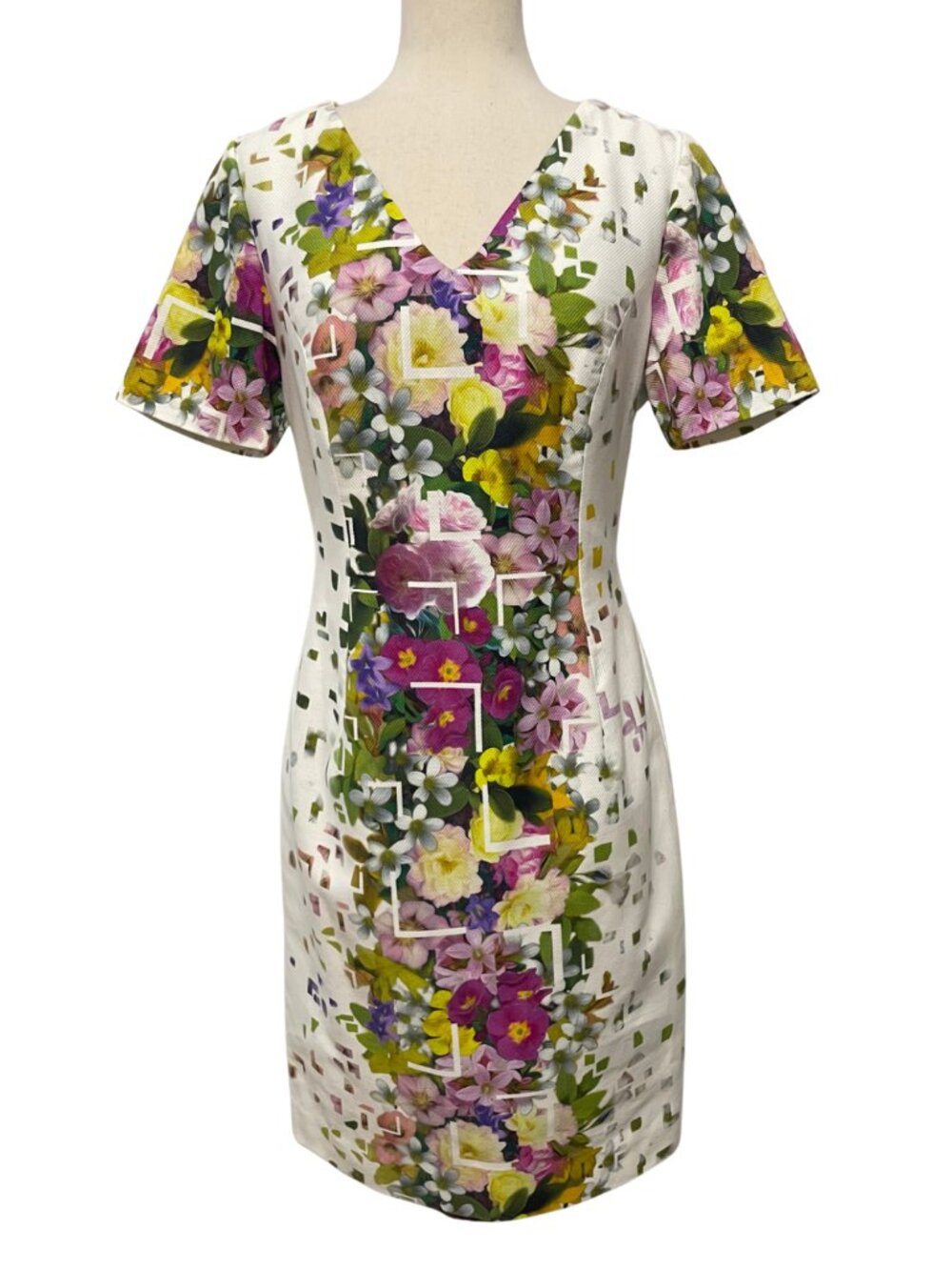 Carolina Herrera Women’s Floral Confetti Cotton Sheath Dress Size 10 Italy